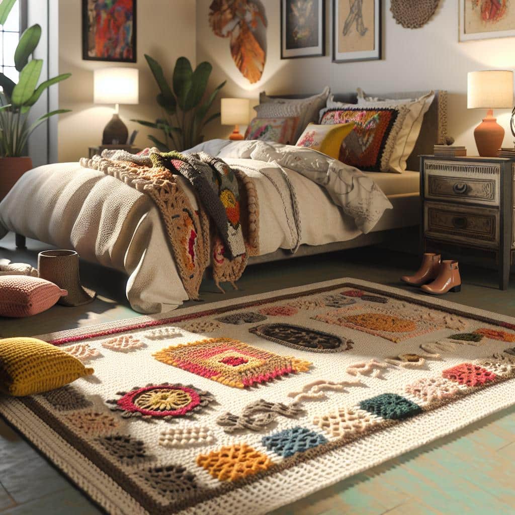 As 10 Melhores Inspirações de Tapetes de Crochê para Quarto 1 https://www.tuacasa.com.br/tapete-de-croche-para-quarto/