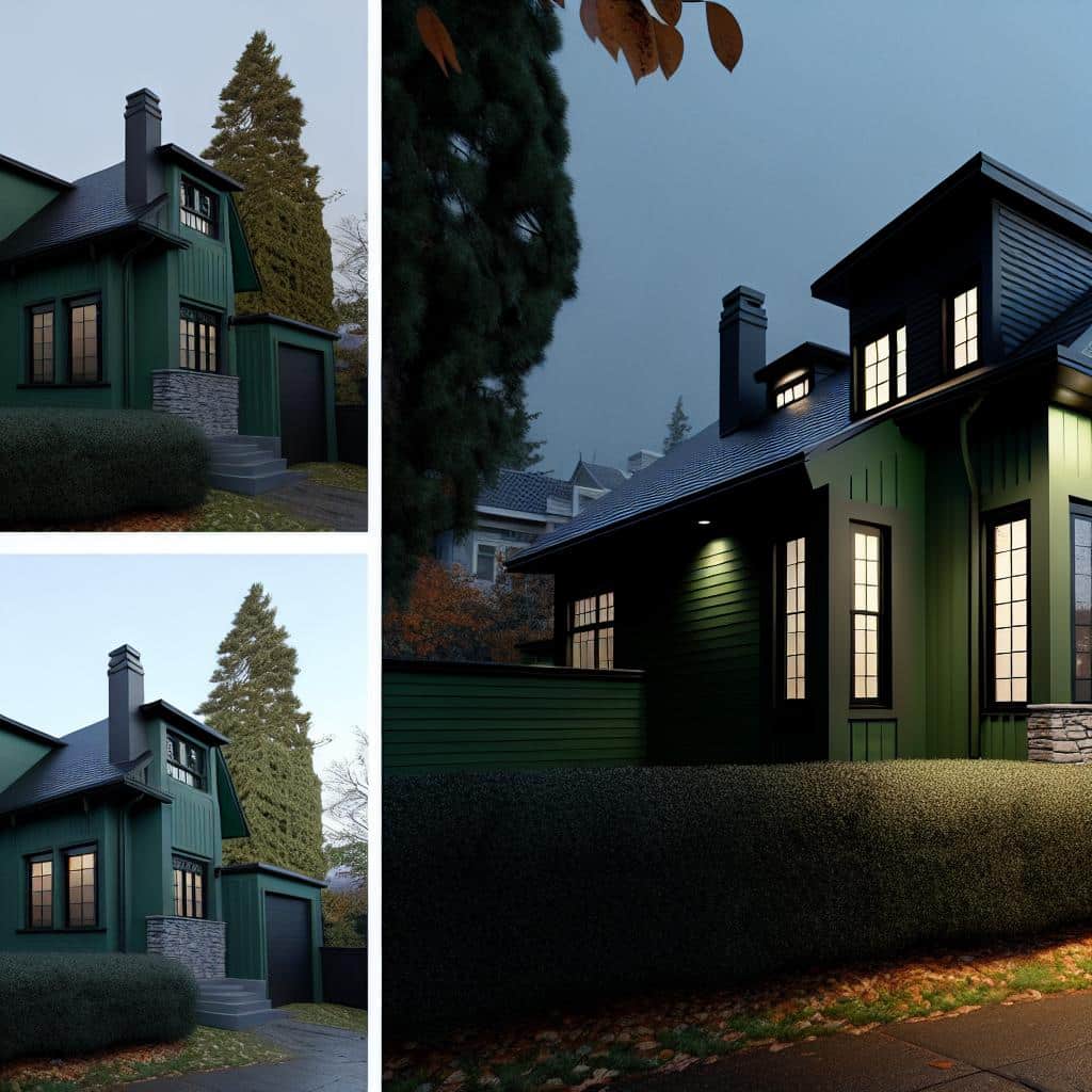 7 Inspirações para Casas Verdes Escuras com Acabamento Preto 1 7 Inspirações para Casas Verdes Escuras com Acabamento Preto