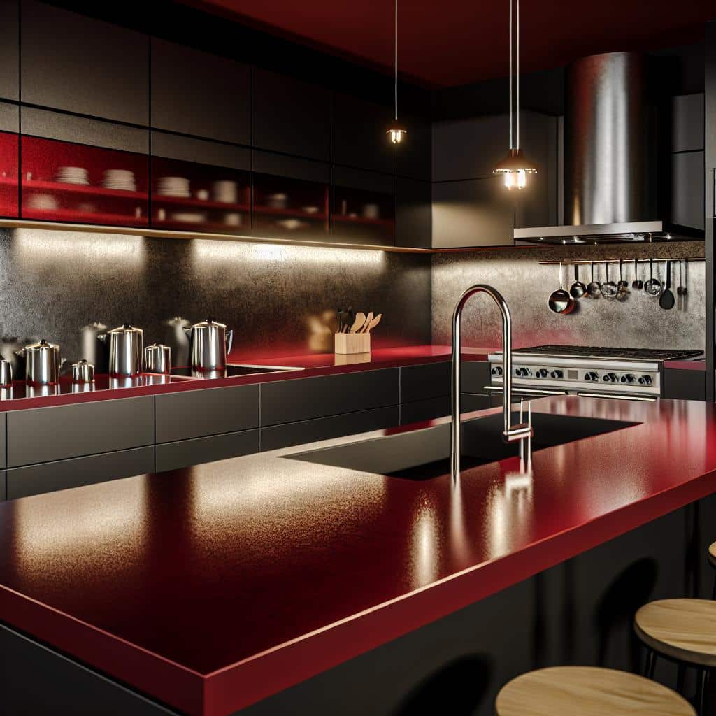 Descubra 10 inspirações para uma cozinha vermelha e preta de impacto