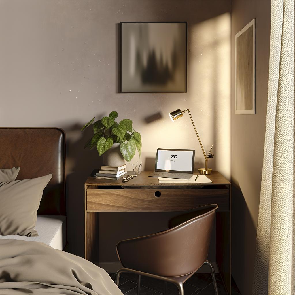 Descubra 10 Inspirações para Integrar Quarto e Escritório com Estilo 2 quarto-com-escritorio