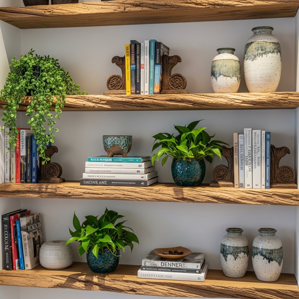 Encanto rústico: como transformar sua decoração com prateleiras de madeira natural