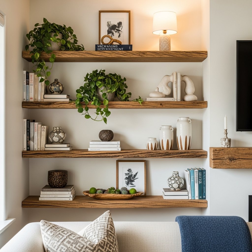 Encanto rústico: como transformar sua decoração com prateleiras de madeira natural