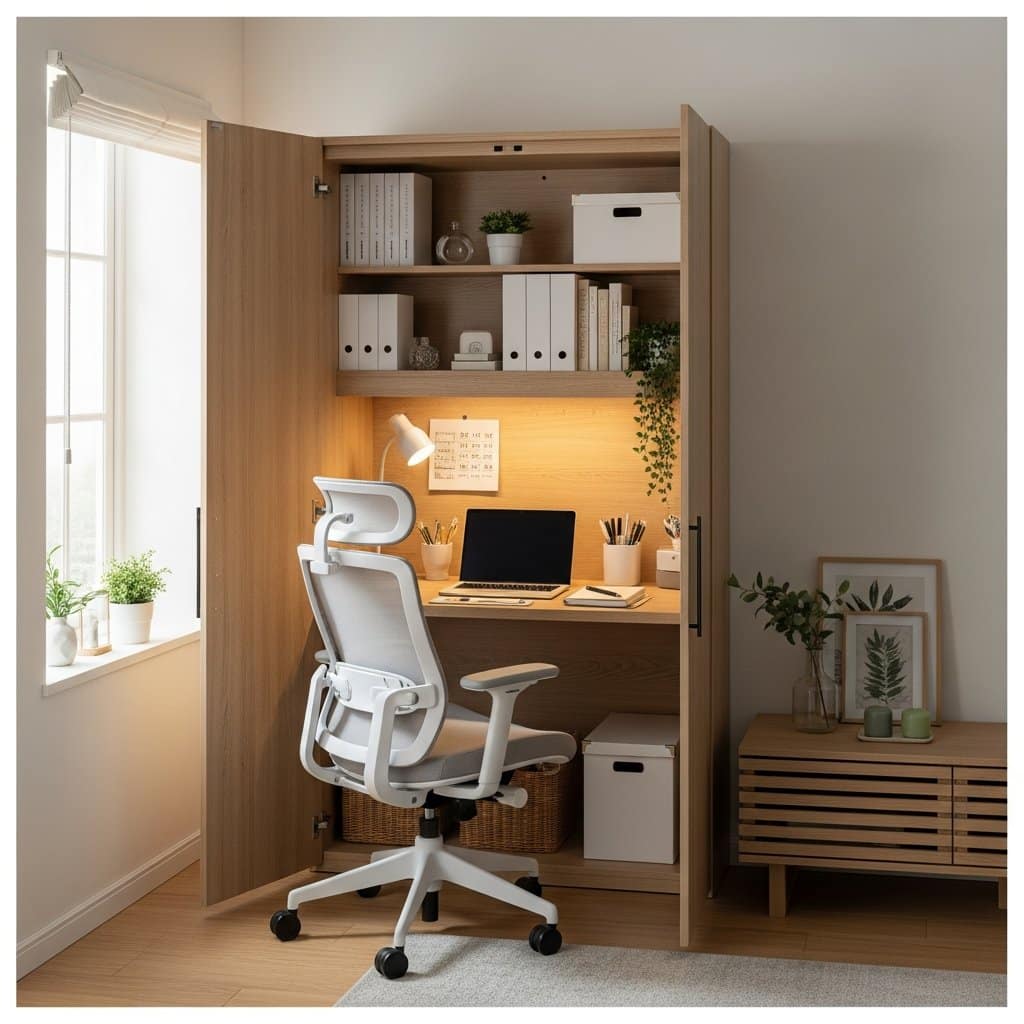 Como montar e decorar um home office funcional e integrado na sala de estar