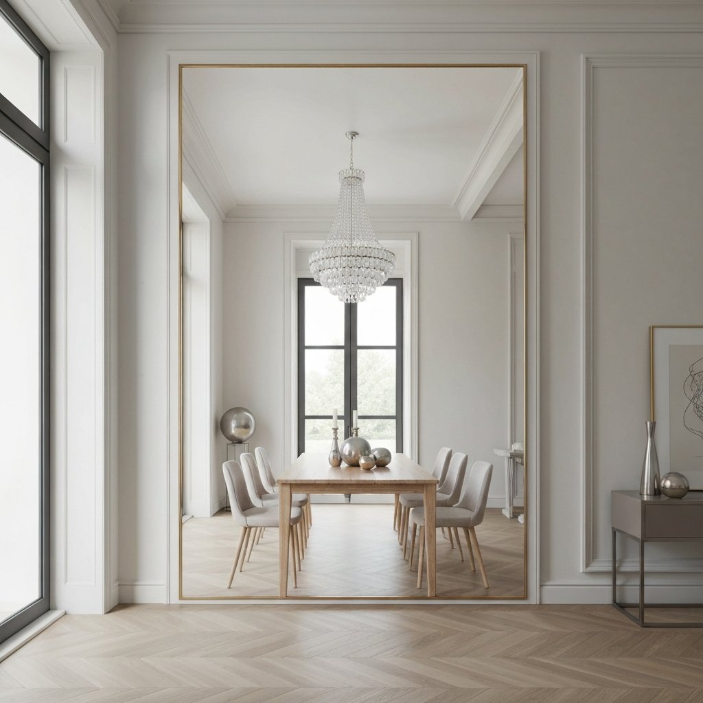 Espelhos que transformam a sala de jantar em um espaço elegante e acolhedor