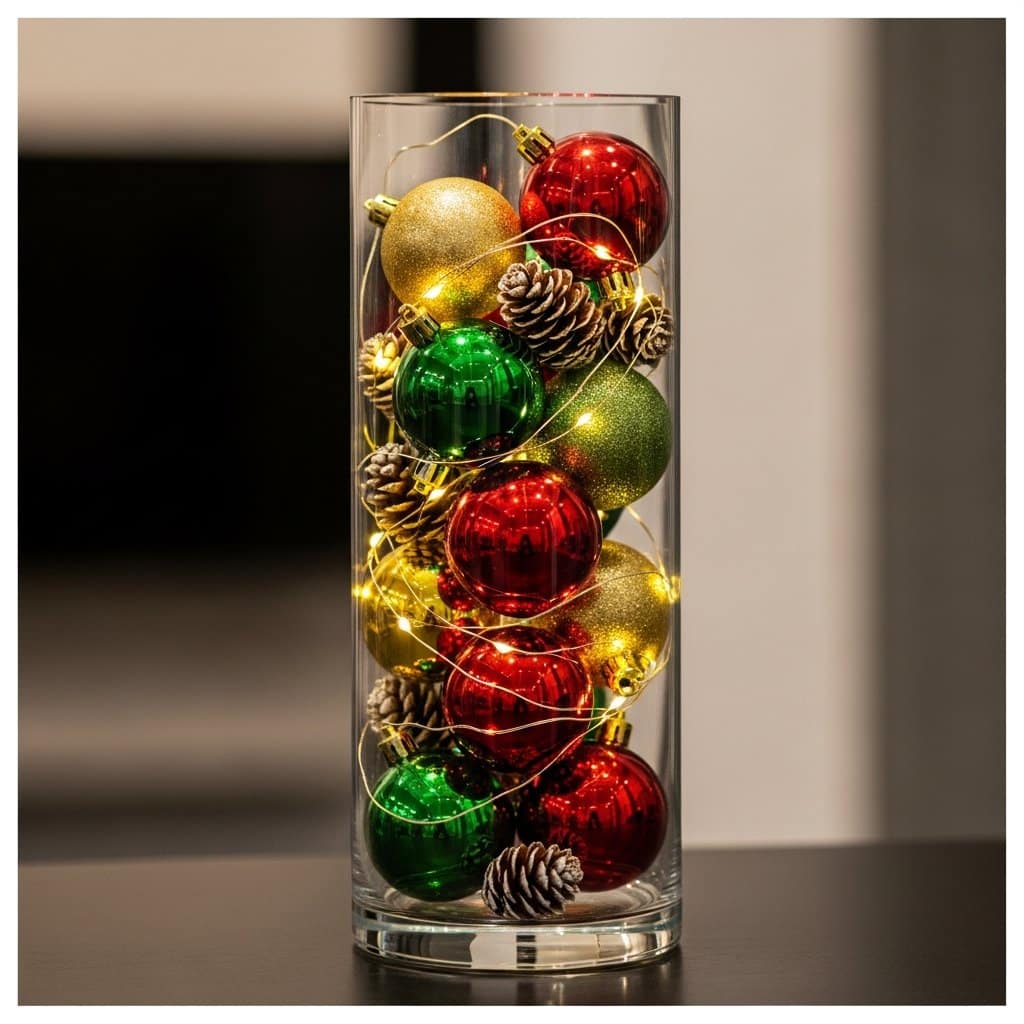 Inspirações Criativas para Montar Arranjos de Natal em Vasos de Vidro