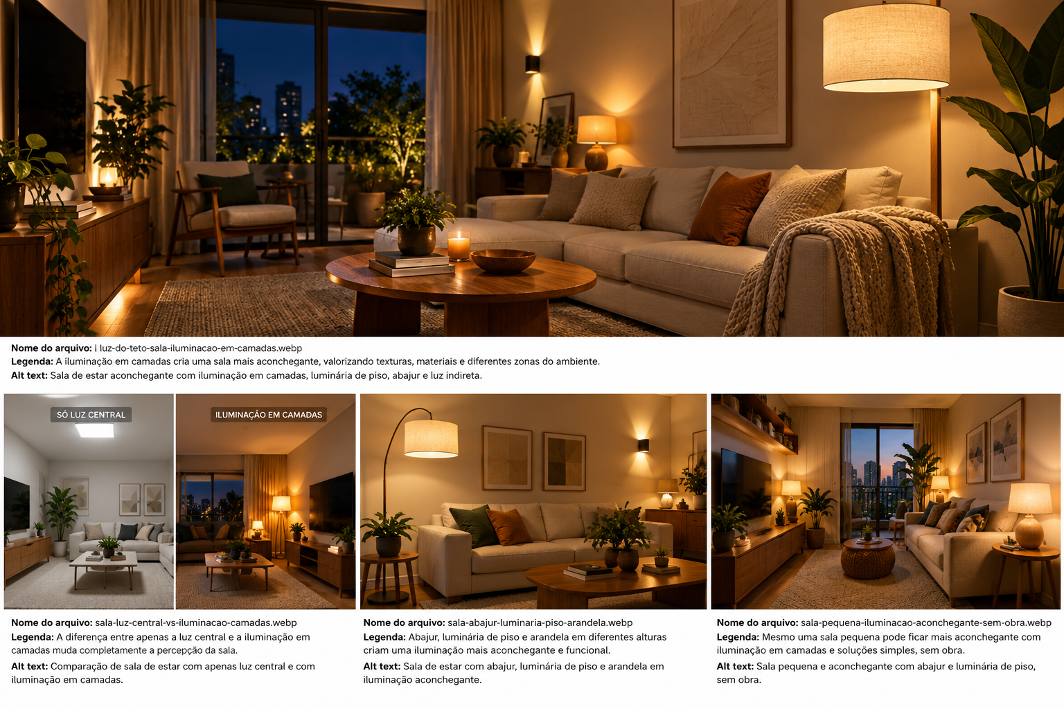 Por que sua sala parece mais aconchegante quando você apaga a luz do teto? 1 A luz central ilumina o ambiente de forma ampla, mas pode reduzir contraste e profundidade quando trabalha sozinha.