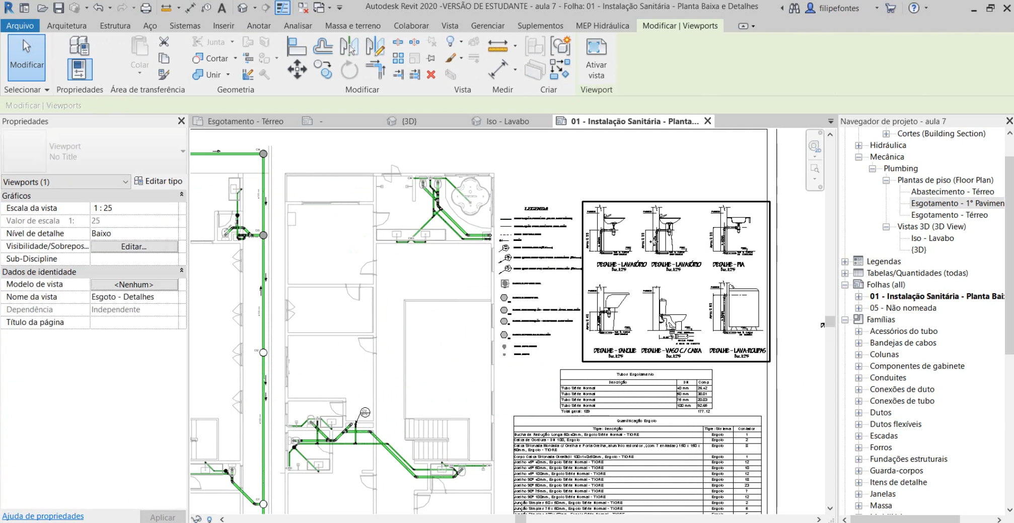 MEP REVIT Esgoto e Hidráulica | A Arquiteta