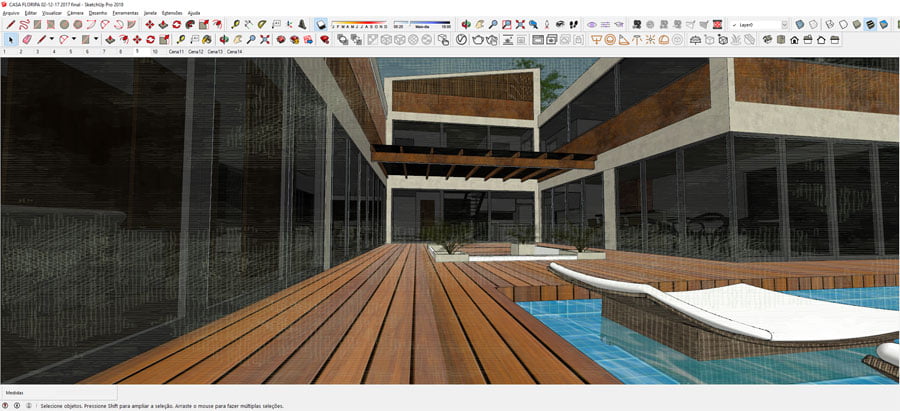 Projeto do curso de Sketchup cena extrna de uma casa Curso de Sketchup