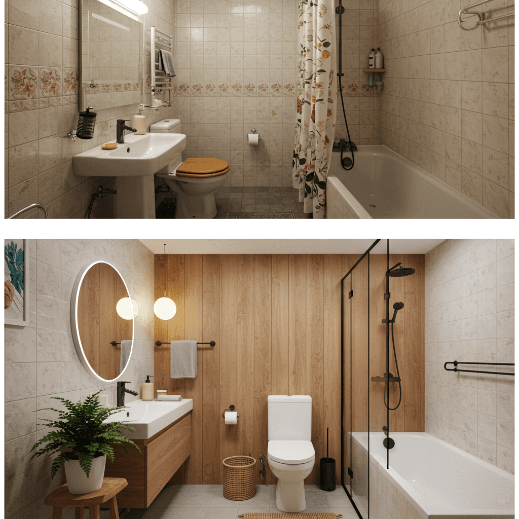 Curso de design de interiores: Antes e depois das aplicações do curso.