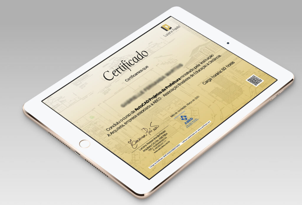 Certificado dos cursos de progaramas para Arquitetura