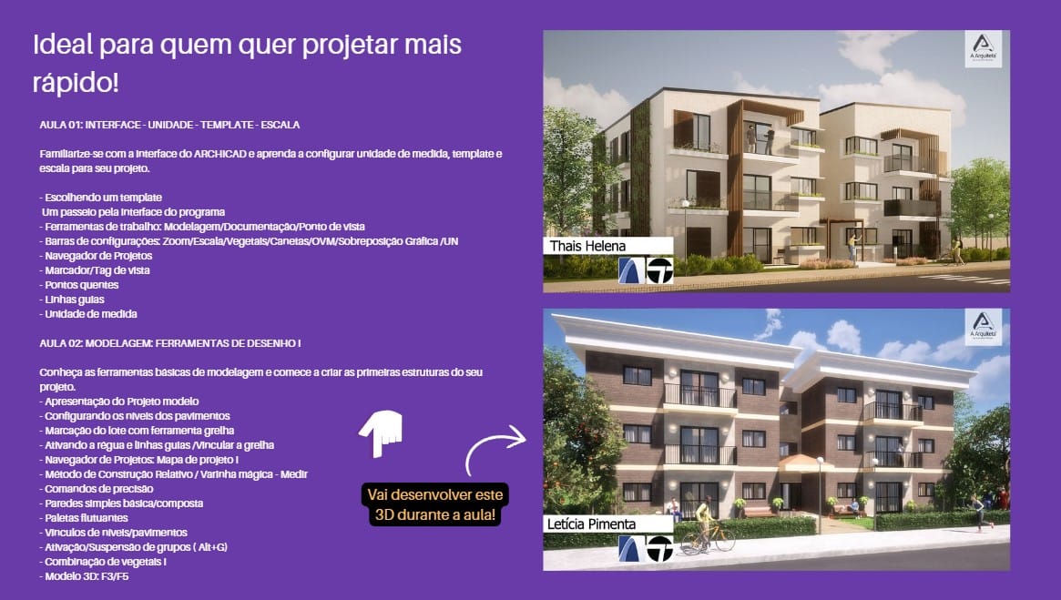 Projeto arquitetônico que irá criar no curso usando o ARCHICAD e o TWINMOTION.