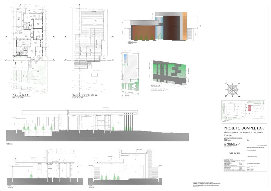 Projeto arquitetônico completo de uma residência.