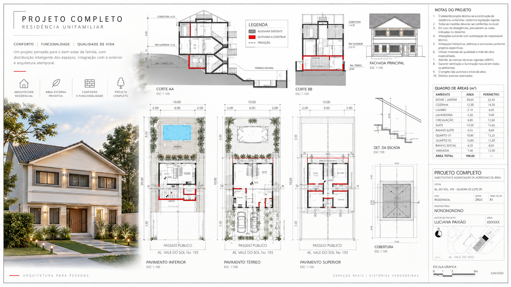 projeto completo residencia unifamiliar
